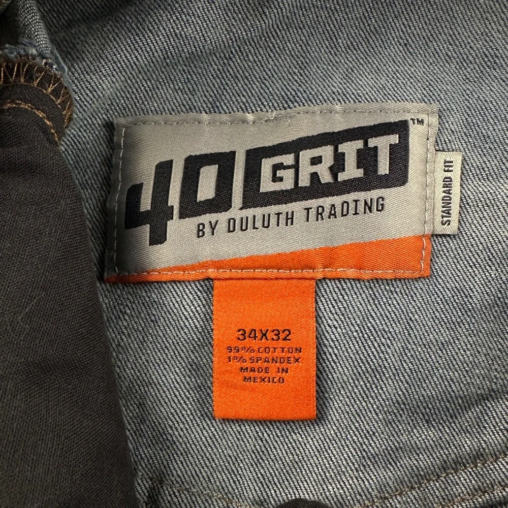 40 Grit Duluth Trading Co Mens Standard Fit Straight Leg Blue Jeans 34x32 2952